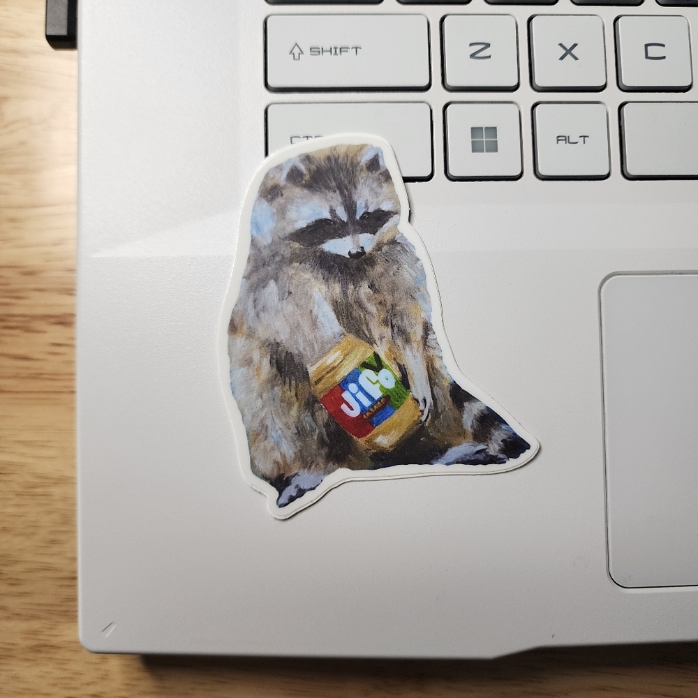 'Snackin' Boy' Raccoon Sticker - Picture 4 of 4